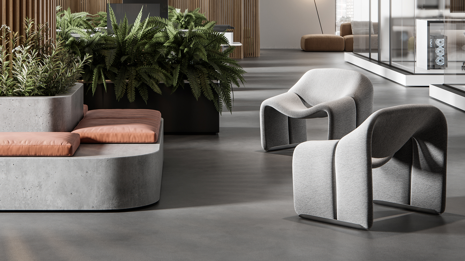 Refined modern office lobby